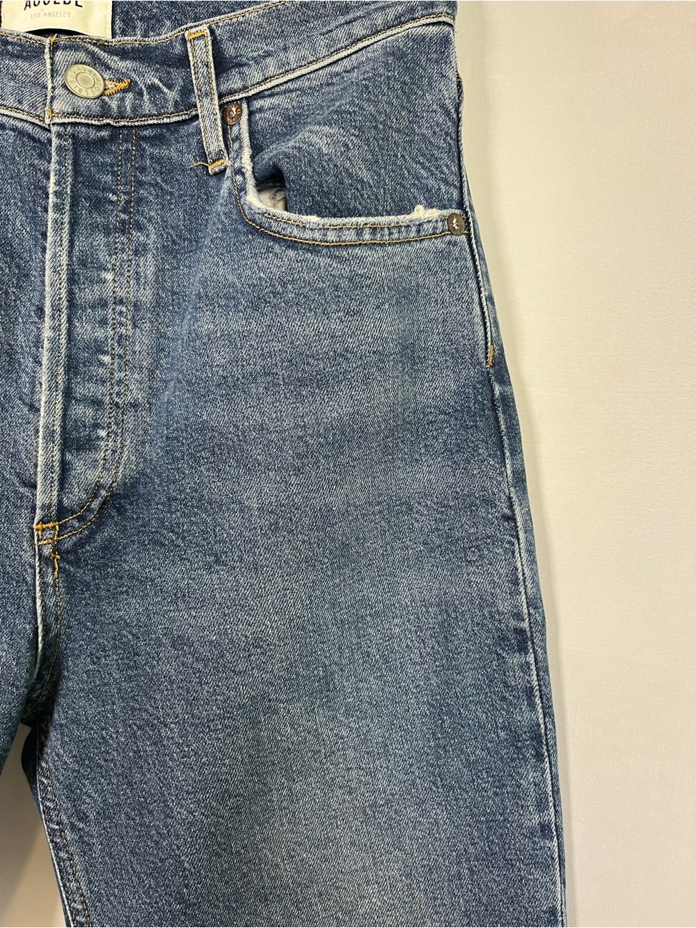 AGOLDE Riley button fly medium wash jeans sz 27 straight crop high rise - Picture 4 of 8
